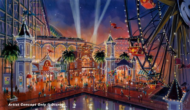 Concept art showing the romantic style Paradise Pier will adapt post-renovation